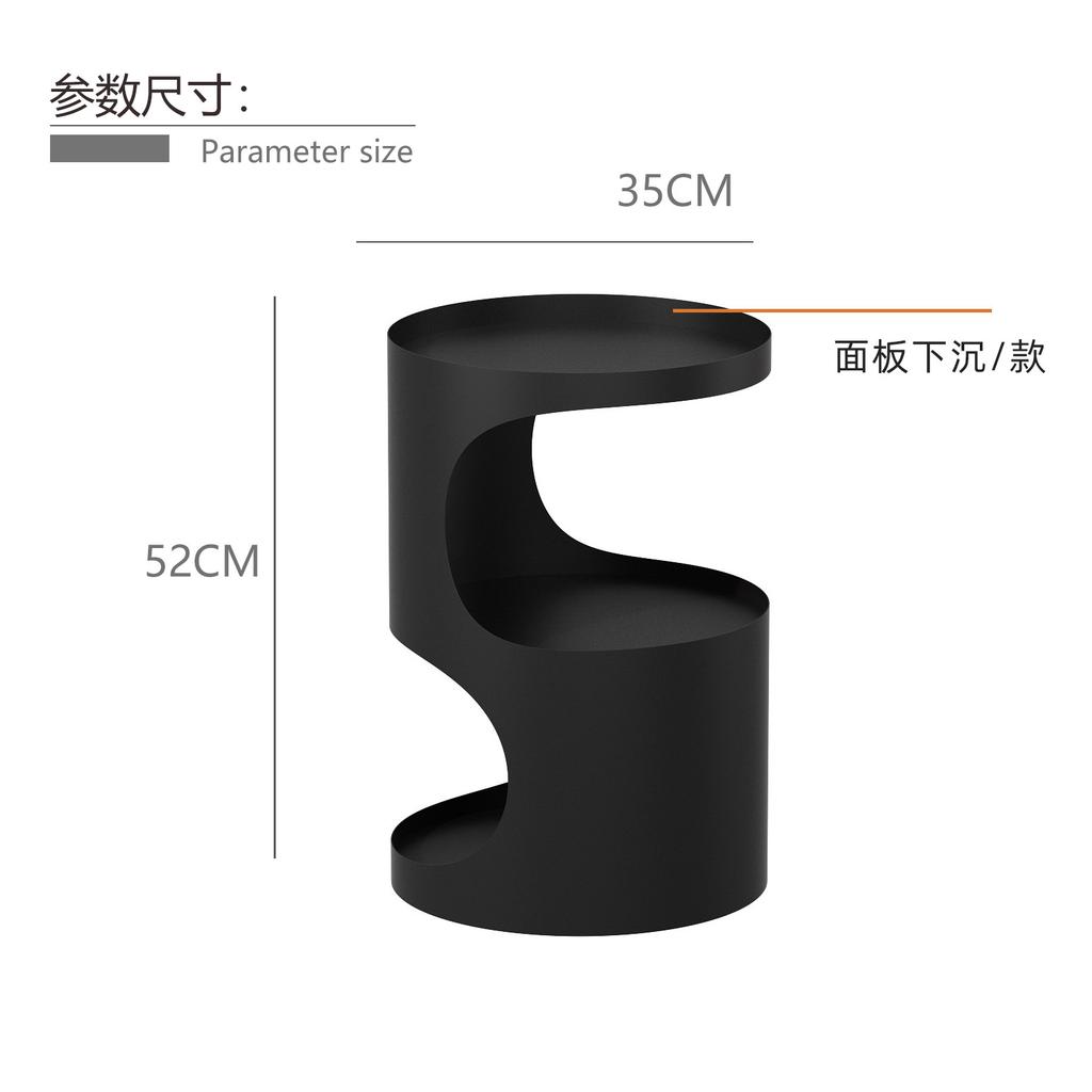 Iron Sofa Side Table for Living Room  Luxury Double-Layer Coffee Table Cylindrical Nightstand  Easy-Clean Bedside Cabinet