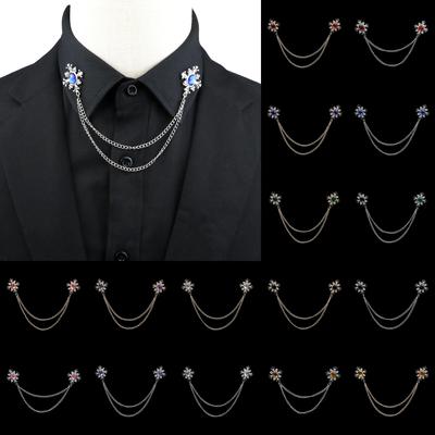 Brož z retro křišťálového křišťálu, košile, řetízek se střapcem, špendlík do klopy, dámské šperky pro muže, slitina, brož s límcem špendlík
