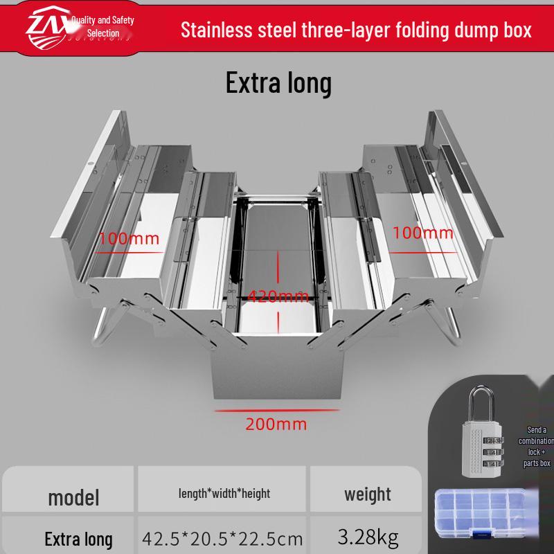 Three-Layer Multi-Functional Stainless Steel Tool Box for Home and Industrial Use