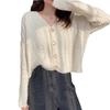 Autumn Design Sweater Twist V-Neck Short Long Sleeve Top Versatile Knitted Cardigan Loose Wind Jacket Women's Clothing