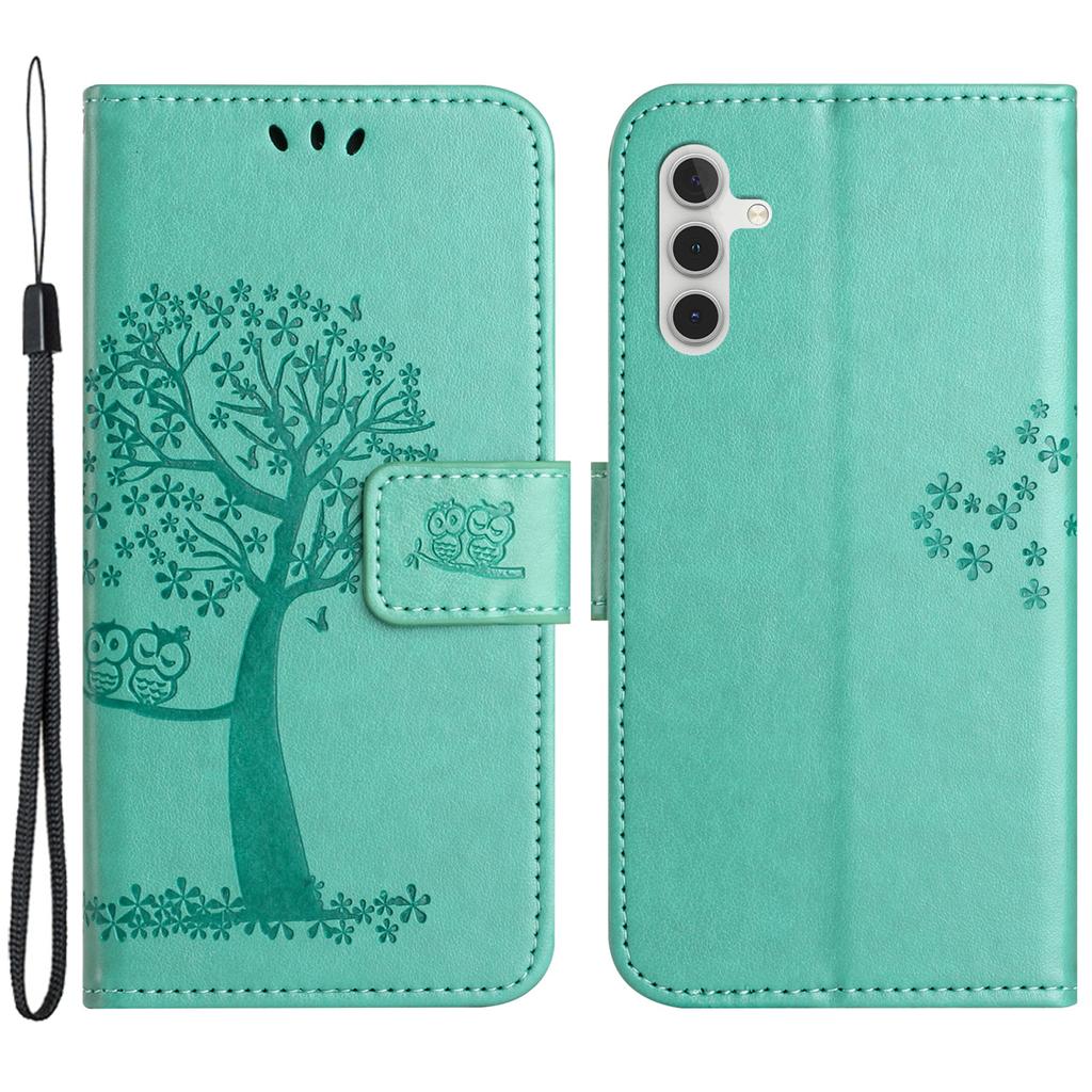 Leather Case for Samsung Galaxy M15 5G/F15 5G , Wallet Phone Cover Imprinted Owl Tree