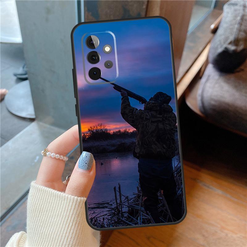 Hunter Man Fishing Dog Case For Samsung Galaxy A16 A13 A26 A36 A56 A06 A55 A35 A15 A54 A34 A14 A53 A12 A22 A32 A52