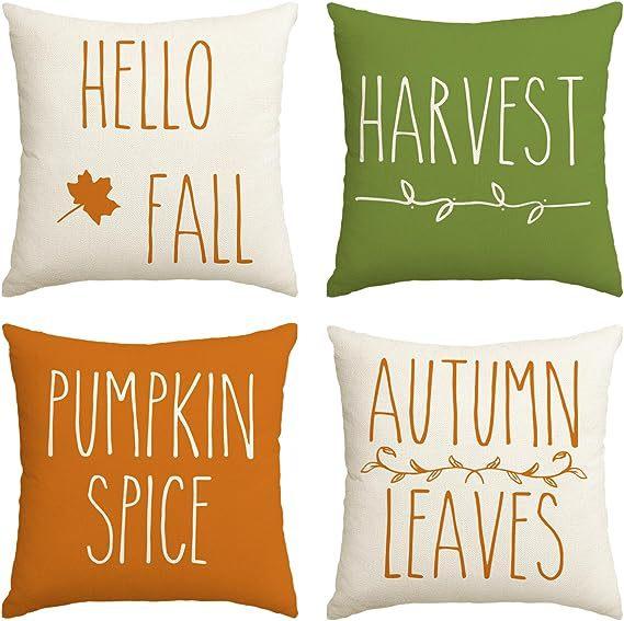 Autumn Thanksgiving Pillow Cover Set of Four Pumpkin Car Decoration Cushion Back Cover