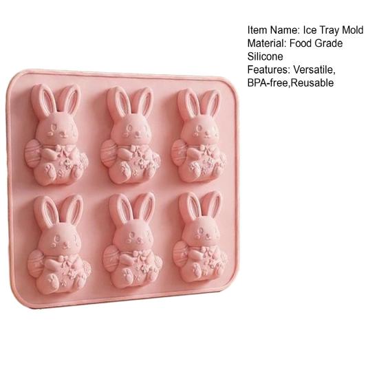 Easter Bunny Mold Set 3D Silicone Ice Tray Food-Grade Safe BPA-Free Non-Stick Easter Bunny Shape Mold for Baking Chocolate Cake Jelly Fudge Snacks