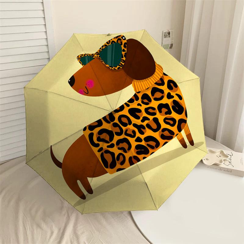 

1PC leopard print Automatic Open/Close Umbrella with Windproof, 8-Rib Sturdy Canopy, Durable Ribs, Fashionable Design,1249A