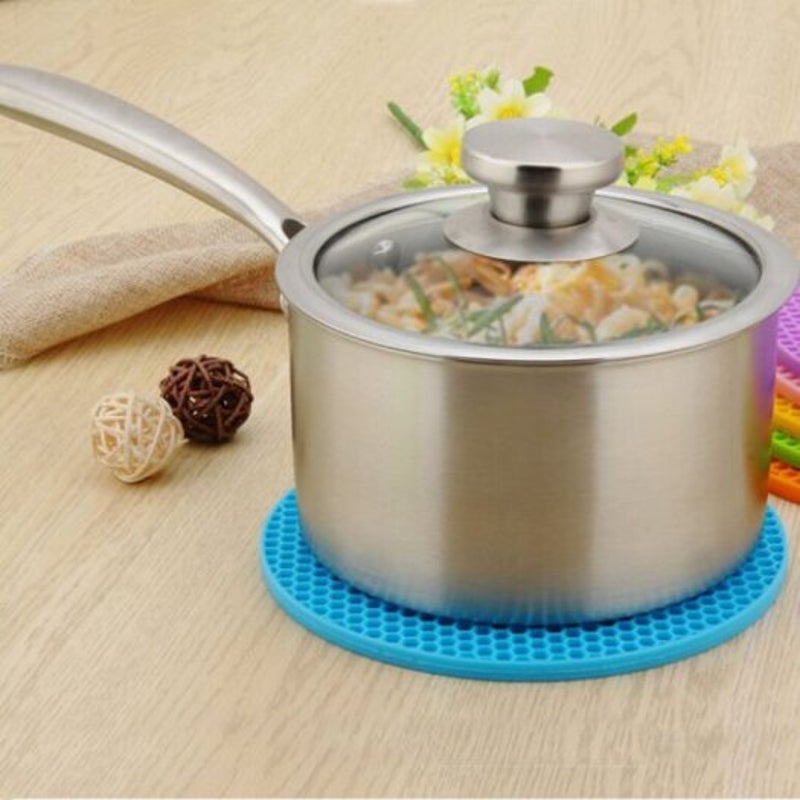 Coasters Round Heat Resistant Silicone Mat Drink Cup Non Slip Table Placemat Sky Blue