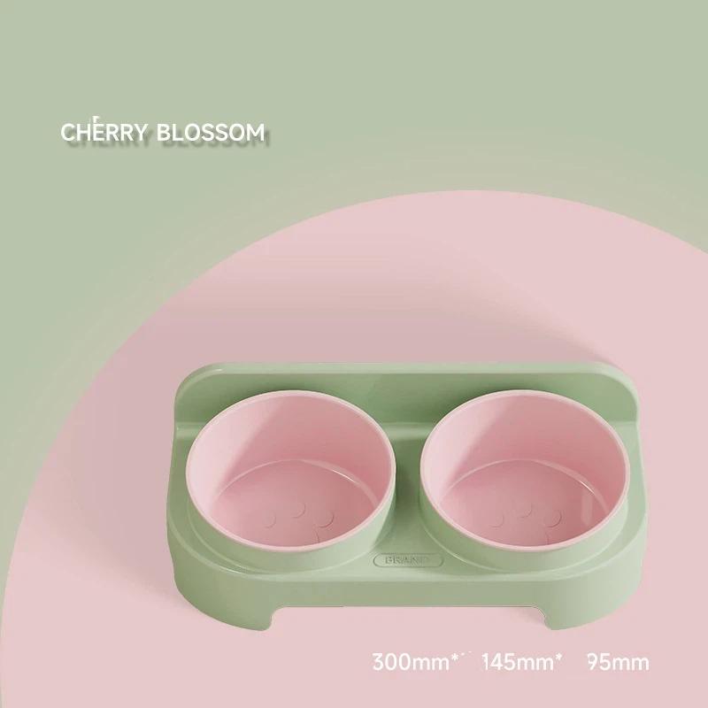 Eco-Friendly Elevated Dual Pet Bowl - Slanted Neck Support Cat & Dog Dish with Anti-Tip Base for Food and Water