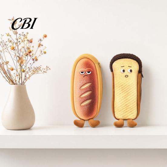 Skin-friendly Pencil Bag Cute Bread Case, Plush Large Capacity Pen Pouch, Case Soft Shaped Stationery for High School Students Fun Storage