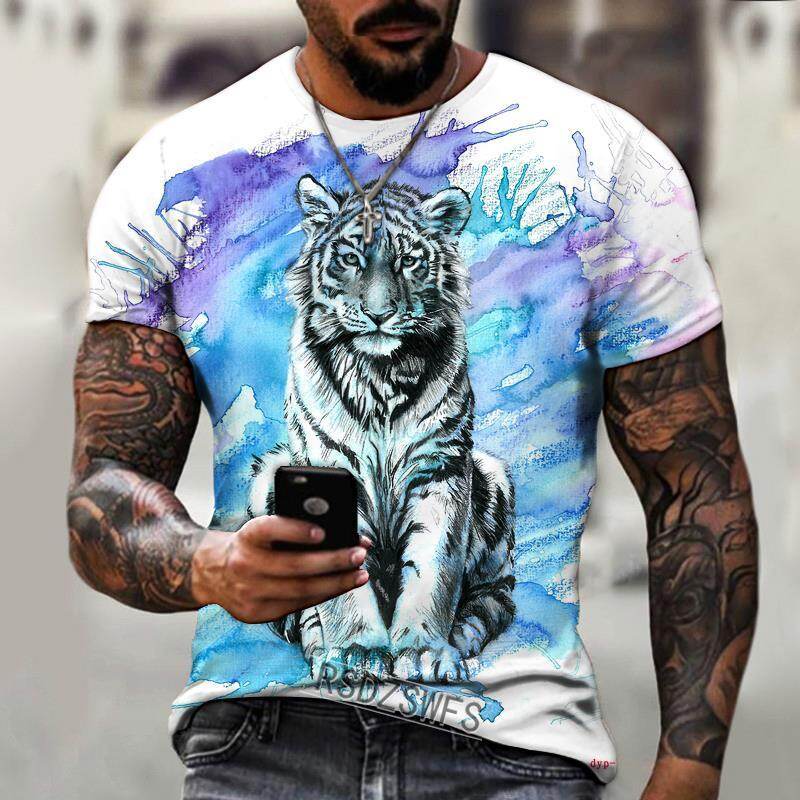 Men's short sleeved European and American summer fashion T-shirt 3D printed