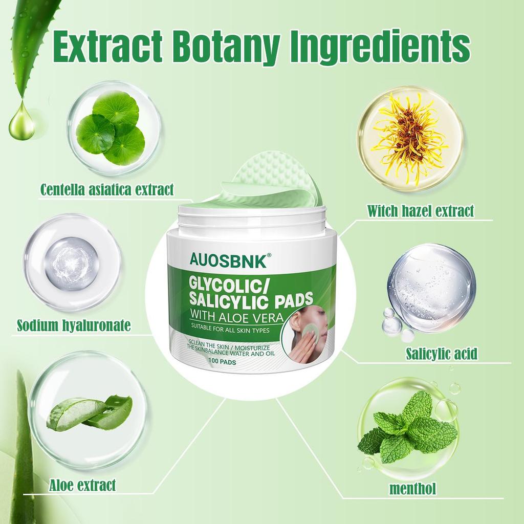 Aloe Salicylic Acid Pads For Face, Exfoliating Pads For Acne Prone & Oily Skin, Gently Cleanses To Prevent Breakouts  And Blackhead Removal-60Pcs