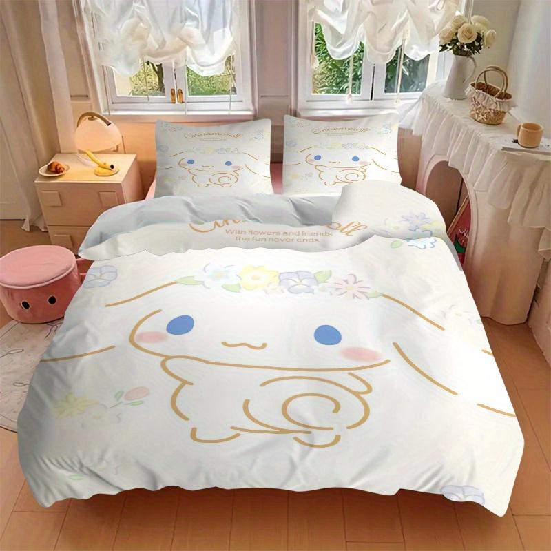 3pcs Sanrio Sweet Cinnamoroll Bedding Set - Includes Quilt Cover and Pillowcases, Suitable for All Seasons, Machine Washable - Ideal Gift Fo
