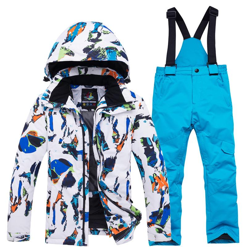 New ski suit boys and girls outdoor sports warm children's tops and pants trendy