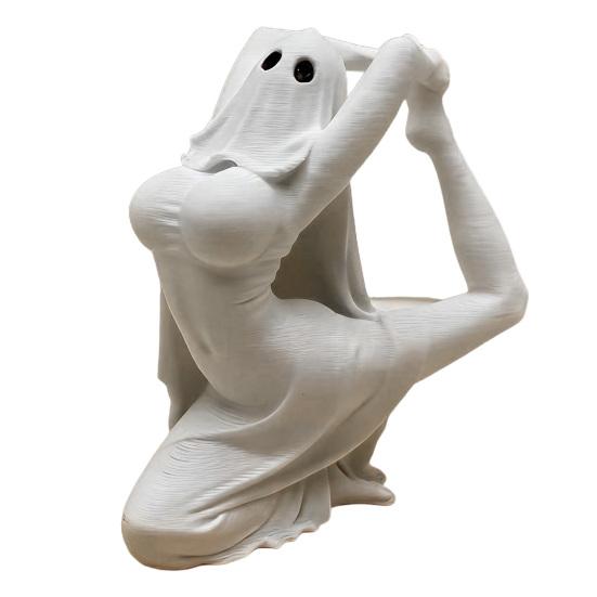 3D Printed Yoga Girl Ghost Figurine Mini Desktop Ornament Compact Ghost