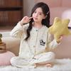 Cotton Pajama Set Girls Long Sleeve Cartoon Print Sleepwear Teen Large Size Home Wear