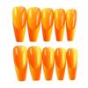 24pcs Long False Nail Orange Jade Style Removable Nail Solid Color for Lady Beauty Nail Makeup