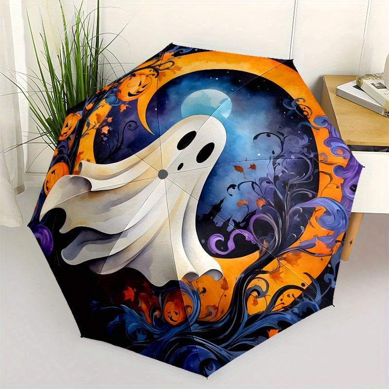 

1pc Halloween Ghost Moon Night Sky Umbrella with Plastic Handle,Suitable for All Seasons Home Travel Outdoor UmbrellaB1510
