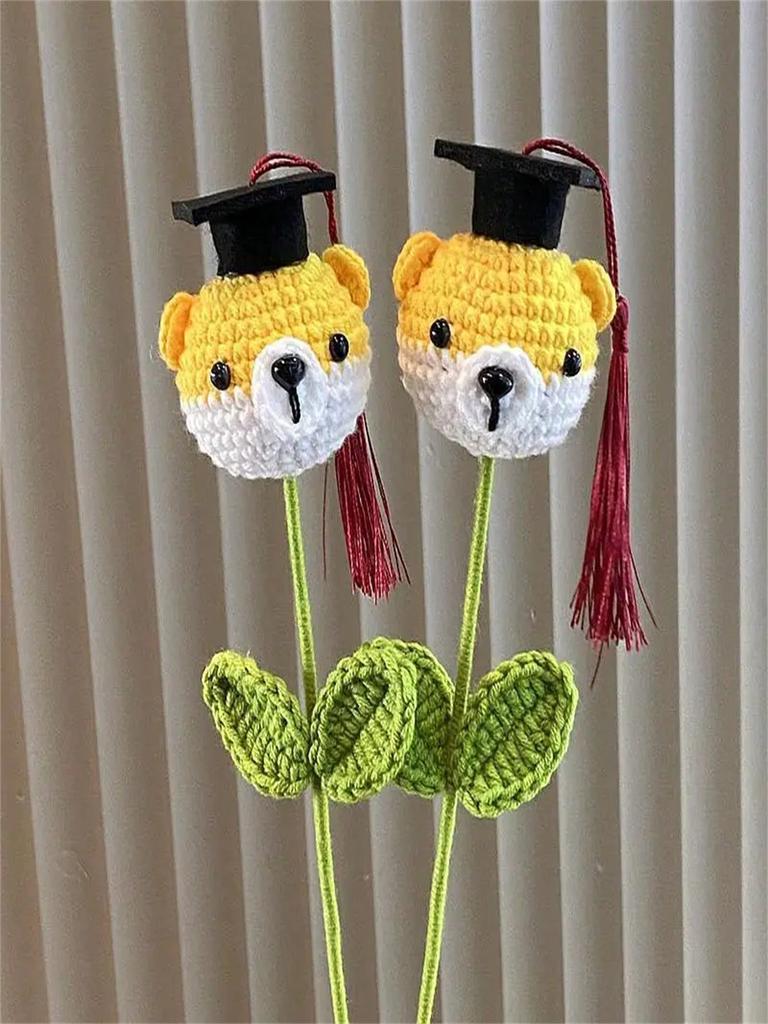 1 Handmade Crochet Doctor's Hat - Suitable for Boys and Girls, Fabric Decoration Suitable for Graduation Gifts