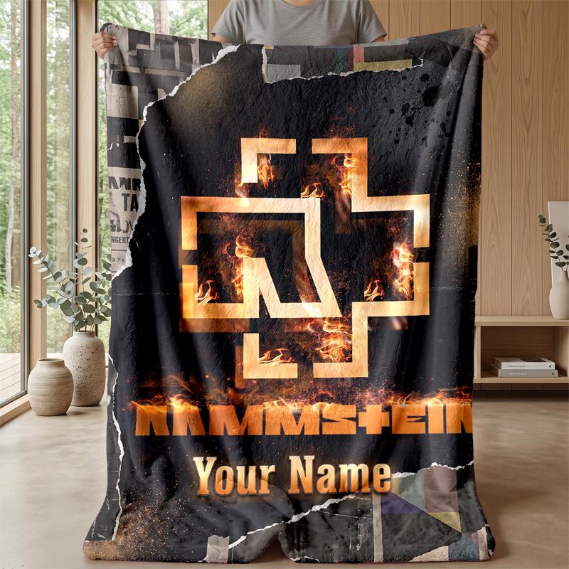Rammstein Custom Flannel Throw Blanket Print Your Name Text Soft Warm Blanket Holiday Present
