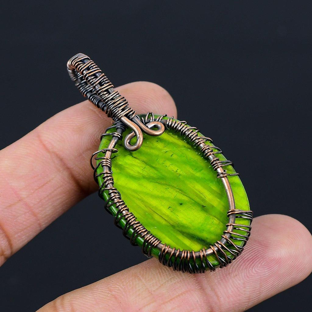 Baum des Lebens, grüner Flash-Labradorit, Edelstein, reiner Kupferdraht, umwickelt, handgefertigter Anhänger-Schmuck