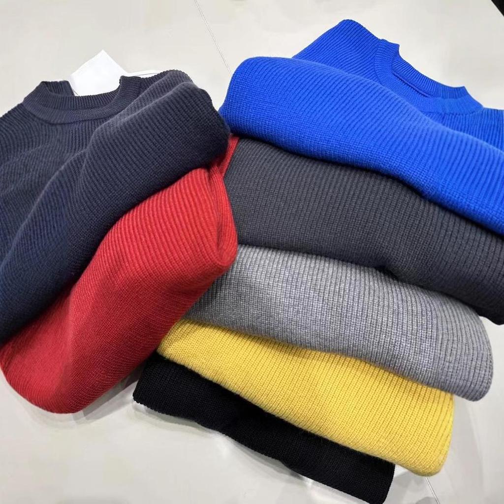 Becabeau Women's Winter Loose Knit Sweater, Plus Size, Korean Casual Style, Split Design, Crew Neck