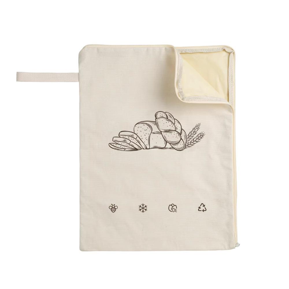 Reusable Beeswax Bread Bags L-shaped Zipper Cotton Material Bread Storage Bags Food-grade Double-layered Sourdough Bag бежевый