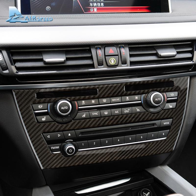 Kohlefaser AC CD Bedienfeld Aufkleber für BMW X5 F15 X6 F16 2014-2017 Innendekoration