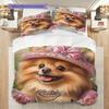 Pomeranian Pattern Bedding Quilt Set Quilt Cover Pillowcase Home Decoration Birthday Gift (1 * duvet cover + 2 * pillowcase, without core)