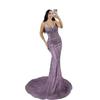 Purple luxury suspender beads light luxury niche solo performance banquet host evening dress dress LA11180