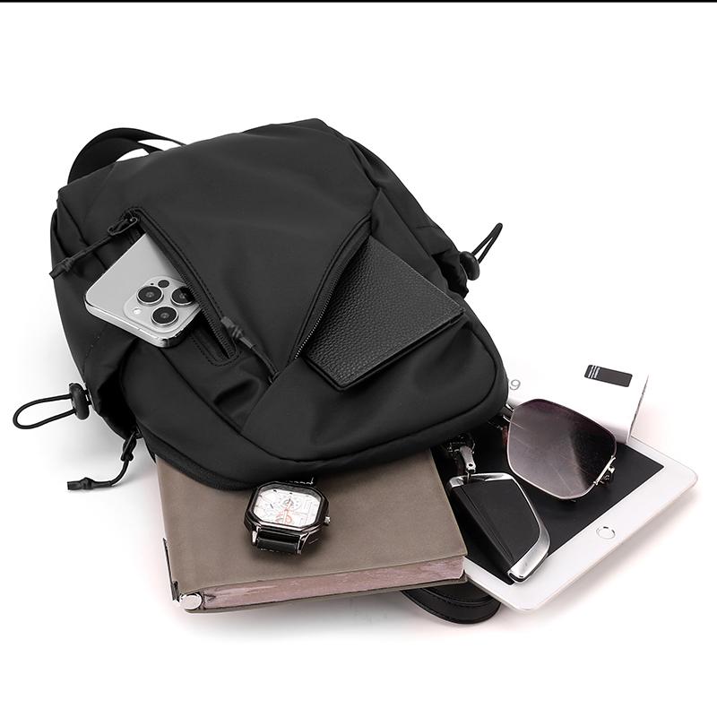 Sleek Black Sling Bag Men's Waterproof Crossbody Chest Bag for Casual Travel & Daily Use