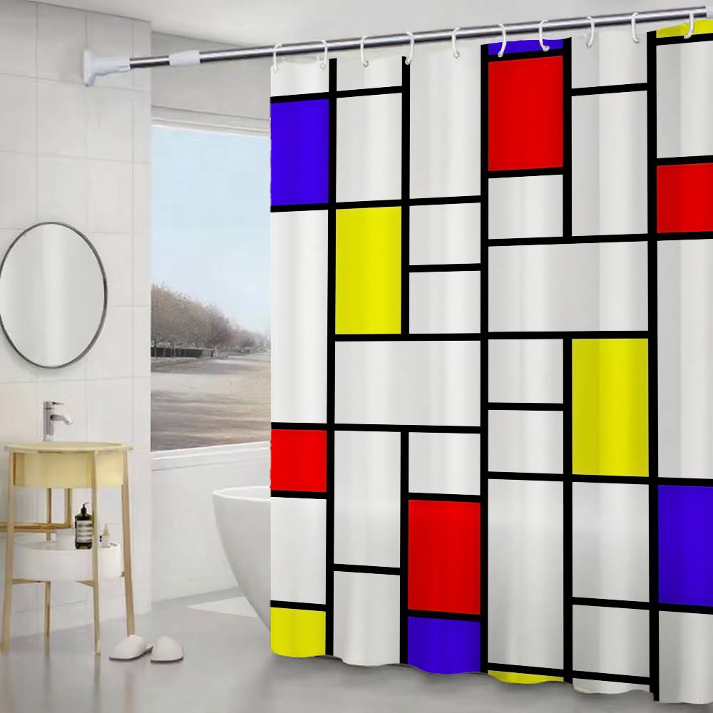 Art P-Piet Cc-Ornelies M-Mondrian Modern Simple Shower Curtain Bathroom Decorative Polyster Shower Curtain With Hook