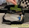 Kawaii Pencil Case Checkerboard  Lattice Large Capacity Canvas Pencil Bag for students Multifuncional school Stationery box