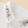White Chiffon Detachable Collar Rhinestone False Collar Elegant Fake Collar  Women