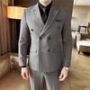 Men's Striped Double-Breasted Slim-Fit Business Casual Suit