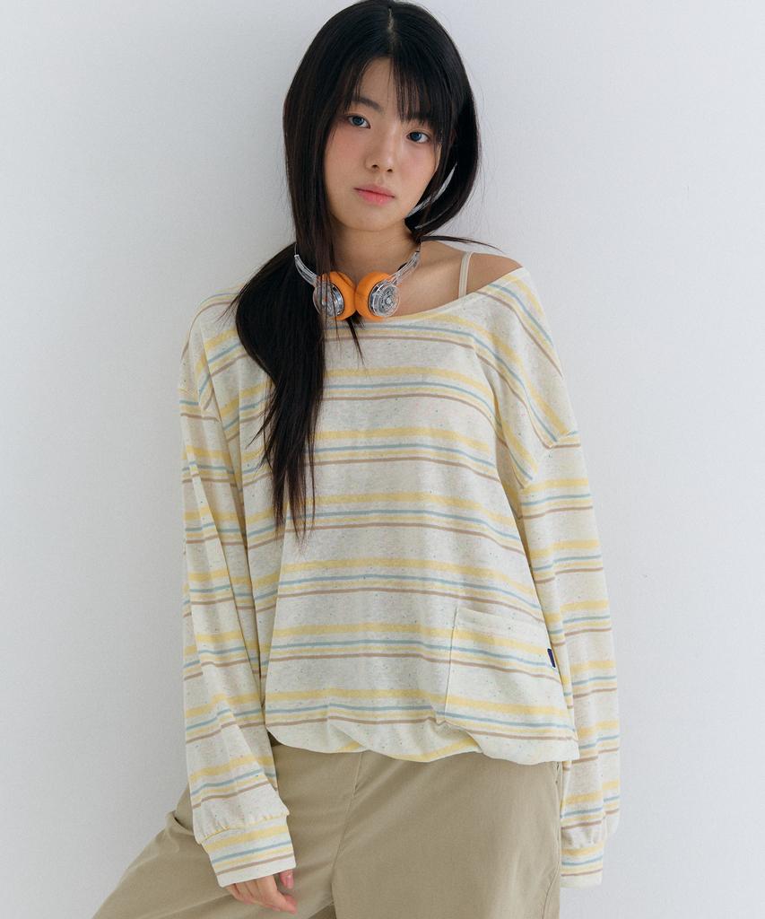 Peulleoti Stripe Comfort Long Sleeve T-Shirt In Yellow