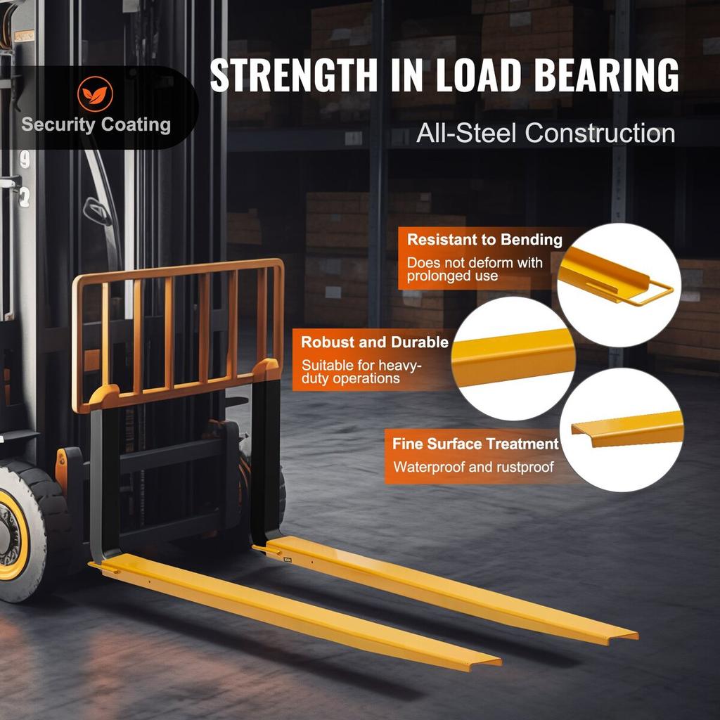Pallet Fork Extensions, 72" Length 5.5" Width, Heavy Duty Carbon Steel Fork Extensions for Forklifts, 1 Pair Forklift Extensions, Industrial Forklift