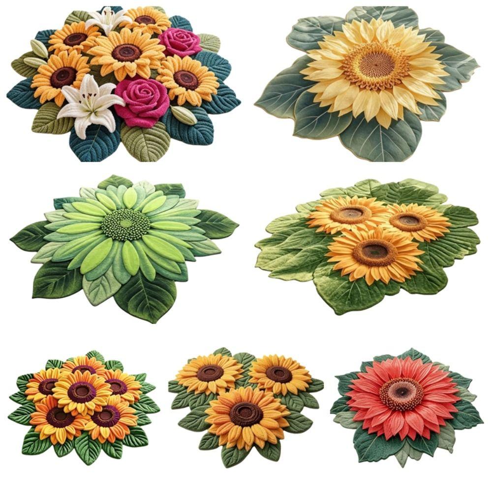 Soft Sunflower Mat Special-shaped Bathroom Floor Mat  for Living Room Tea Table Bedside