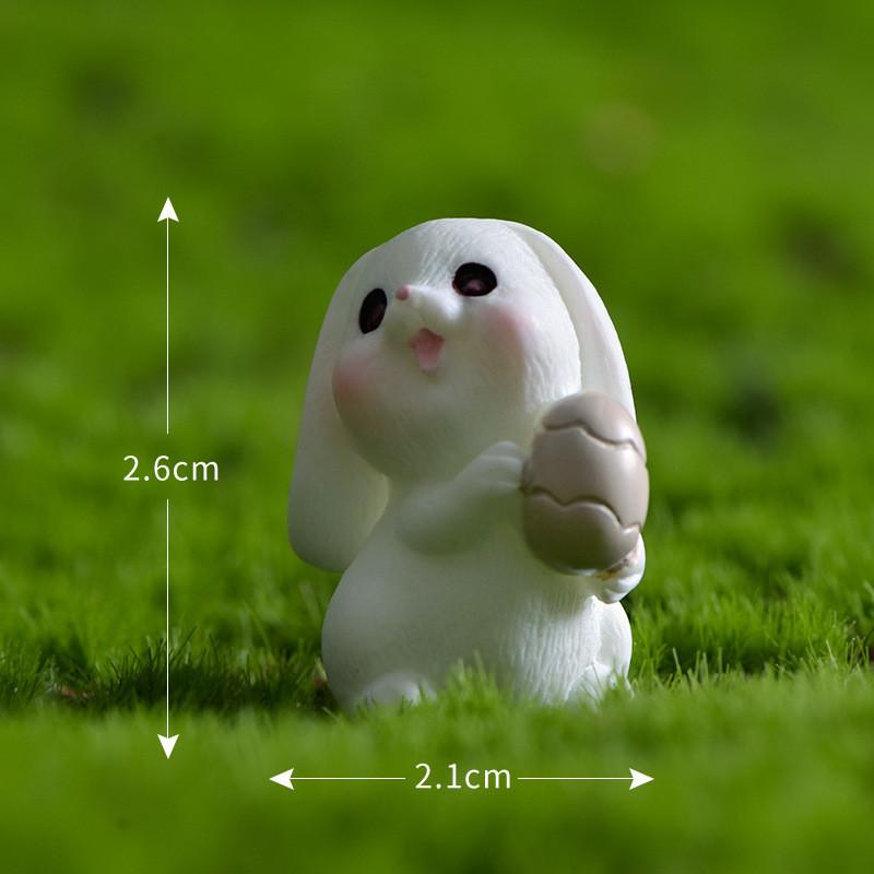 Resin Rabbit White Figurines Toy Model Desktop Car Decoration Accessories Gift