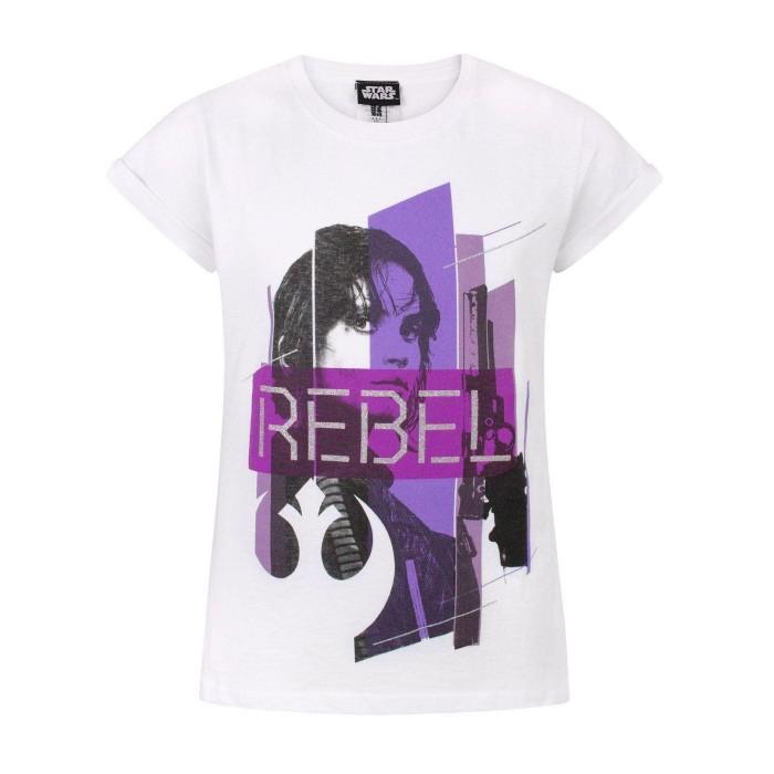 Guerra das Estrelas: Rogue One Camiseta infantil/infantil Jyn Erso de manga curta 11-12 branco