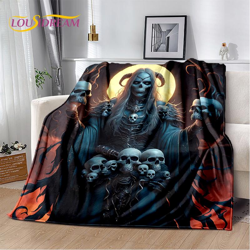 2025 New Gothic Horror Character Skull Ghost Soft Blanket,Soft Throw Blanket for Home Bedroom Bed Sofa Picnic Travel Child Gift