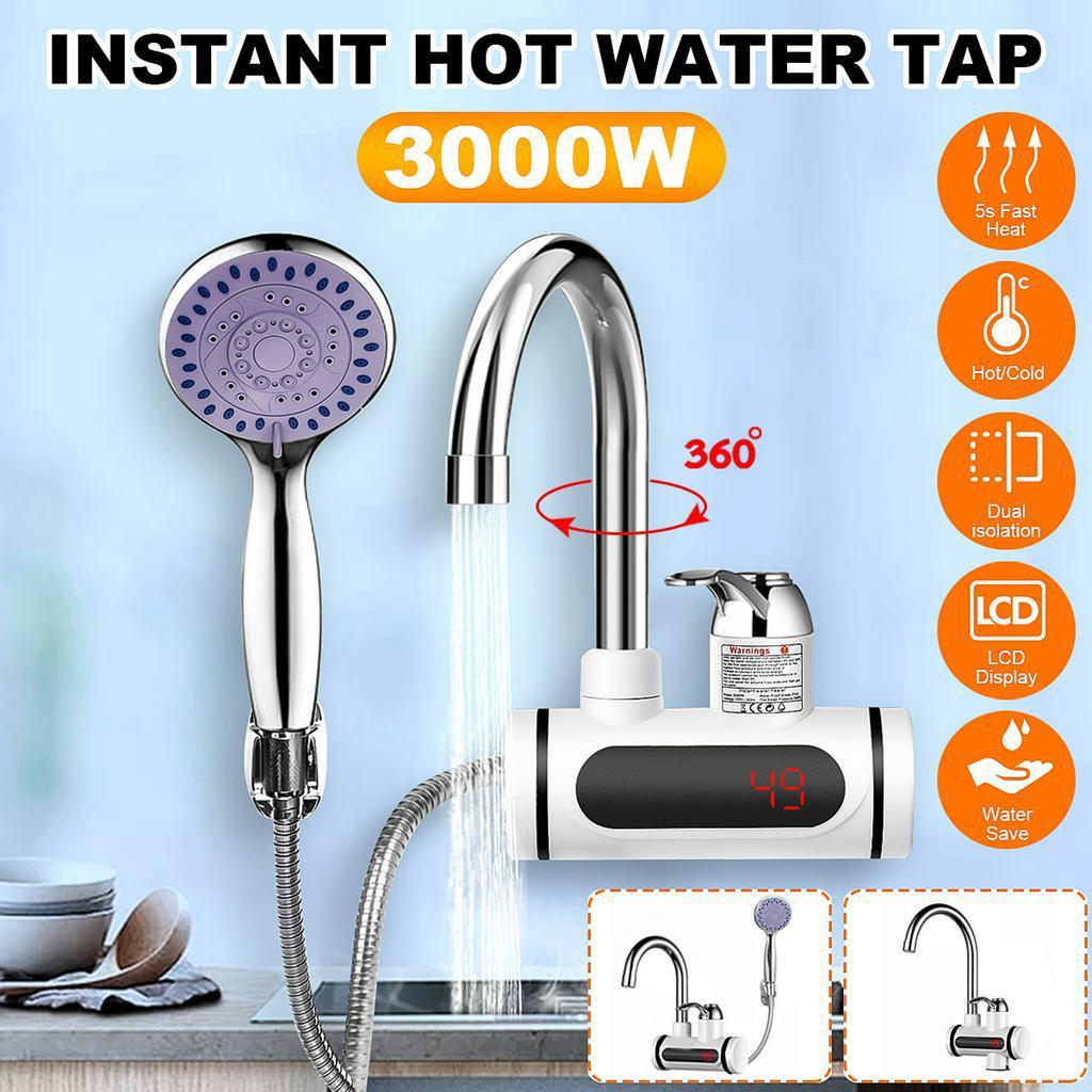 Instant Electric Shower Water Heater Instant Hot Faucet Kitchen Electric Tap Water Heating Instantaneous Water Heater 220V 3000W
