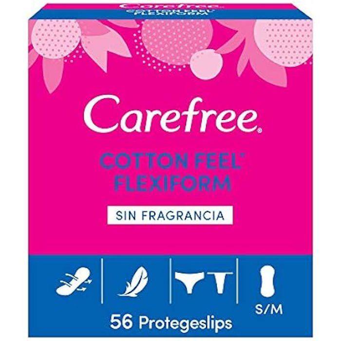 Protege-slips - CAREFREE - FlexiForm - 58 Pièces - Hypoallergénique - Ultra Fin - Léger