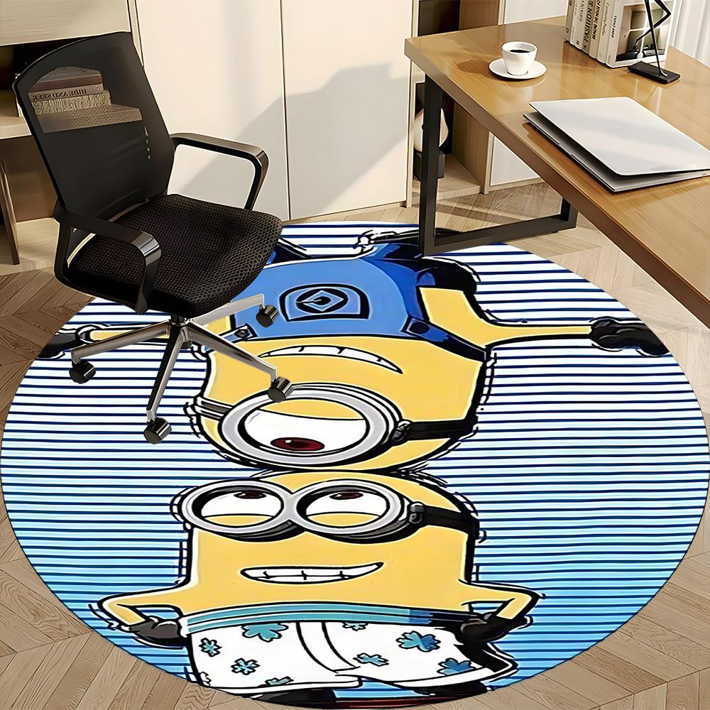 1PC Minion Pattern Office Round Area Rug, Indoor Mat Suitable For Office, Under Office Chairs Bedroom Living Room Home Decor DT1212031
