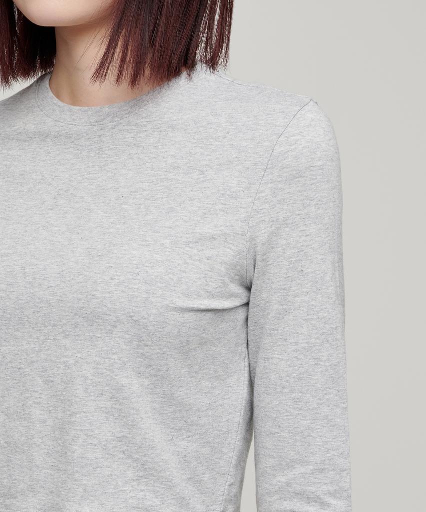 MUSINSA STANDARD WOMAN Women'S Slim Crop Crew Neck Long Sleeve T-Shirt [Medium Grey]