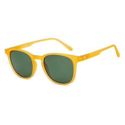 HUSTLR Polarized & 100% UV Protected Stylish Sunglasses | Amber Green Full Rim Square | For Men & Women | Medium | LA E15417-M