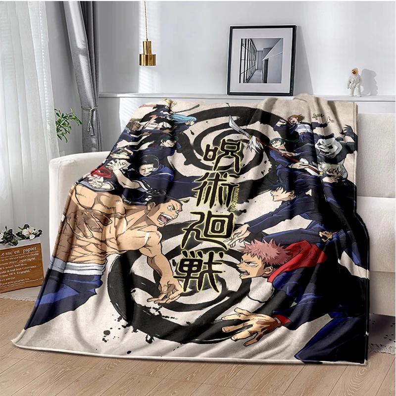 Cartoon Anime Jujutsu Kaisen Throws Blanket Kid Super Soft Blankt for Travel Couch Sofa Picnic Bed Flannel Blanket Birthday Gift