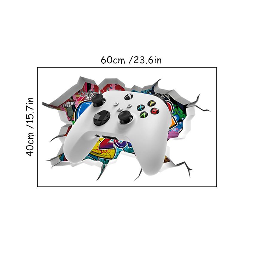 3D Kapotte Muur Gat Kunst Gamer Gamepad Vinyl Muurschildering Stickers Voor Huis Kinderkamer Jongens Slaapkamer Speelzone Decoratie Videogame Poster
