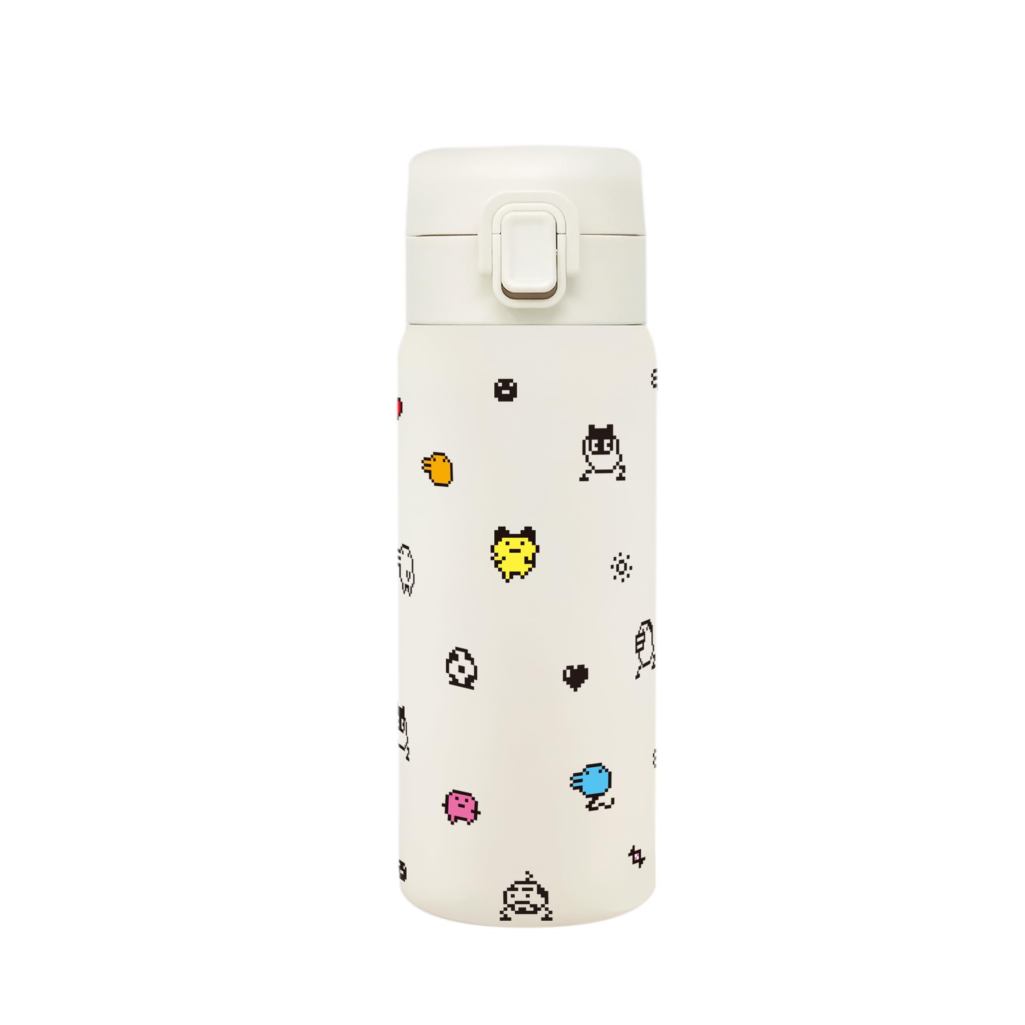 

Tamagotchi Vacuum Insulated Stainless Steel 350ml with Easy to Use with One Model Double-Walled One-Push Bottle, (Dot Design), One-Touch Lock, Hand,