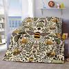 Florale Bienen-Print Decke, Mehrfarbig, Polyester, Zeitgenössischer Stil, Ganzjahres, Wendbar, Weich und Warm, Kein Fusseln,