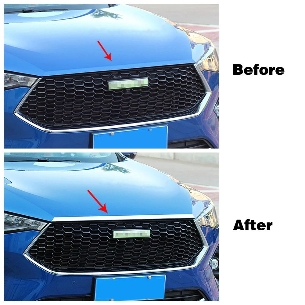 For Haval F7 F7X 2018-2024 Stainless Steel Front Grille Hood Lip Molding Engine Cover Trim Chromium Styling Chrome Color Sticker