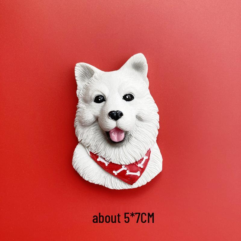 3D Shiba Inu & Pomeranian Dog Fridge Magnet - Teddy Magnetic Pet Decor Sticker